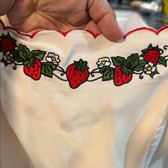 Boxlunch Exclusive - Strawberry Shortcake Ruffled Tie back women's Blouse - Picture 4 of 11